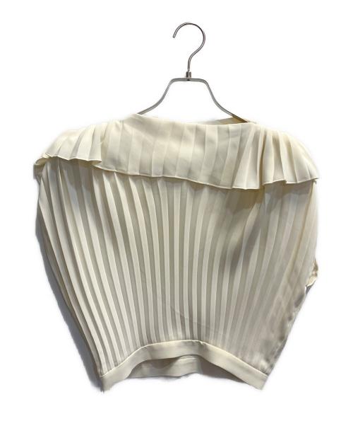 MM6 Maison Margiela（エムエムシックスメゾンマルジェラ）MM6 Maison Margiela (エムエムシックスメゾンマルジェラ) ボートネックプリーツトップス アイボリー サイズ:36の古着・服飾アイテム