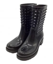 VALENTINO GARAVANI（ヴァレンティノ・ガラヴァーニ）の古着「ピラミッドスタッズレインブーツ」｜ブラック