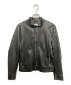 EMMETIエンメティ）の古着「ANDREA ラムナッパ シングルライダースジャケット」｜ブラック
