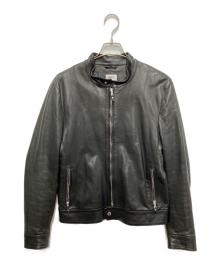 EMMETI（エンメティ）の古着「ANDREA/アンドレア ラムナッパ シングルライダースジャケット」｜ブラック