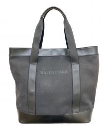 BALENCIAGA（バレンシアガ）の古着「レザー×キャンバス ネイビートート」｜スレ・ヨゴレ・色褪せ有り