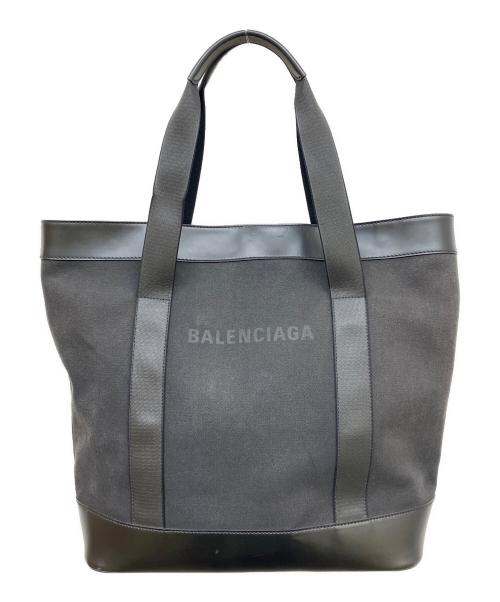 BALENCIAGA（バレンシアガ）BALENCIAGA (バレンシアガ) レザー×キャンバス ネイビートート スレ・ヨゴレ・色褪せ有りの古着・服飾アイテム