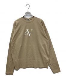 SEA（シー）の古着「SEAVALLY MOUNTAIN CLUB 90'S "SV" GRAPHIC L/S TEE　ロングスリーブカットソー　プリントTシャツ」｜ベージュ