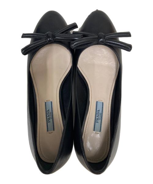 PRADA（プラダ）PRADA (プラダ) リボンパンプス ブラック サイズ:SIZE36　1/2の古着・服飾アイテム