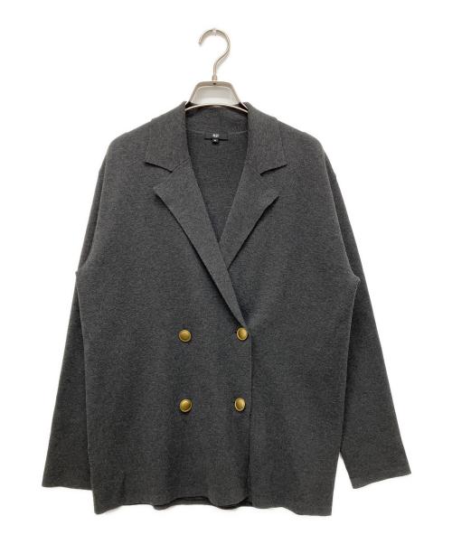 PLST（プラステ）PLST (プラステ) レーヨンブレンドニットダブルジャケット グレー サイズ:Mの古着・服飾アイテム