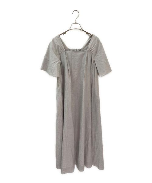 ebure（エブール）ebure (エブール) スラブリネン ハーフスリーブワンピース ベージュ サイズ:38の古着・服飾アイテム