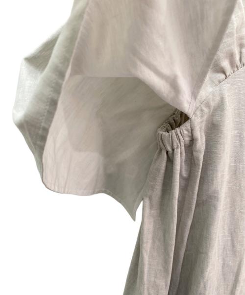 ebure（エブール）ebure (エブール) スラブリネン ハーフスリーブワンピース ベージュ サイズ:38の古着・服飾アイテム