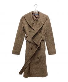 POLO RALPH LAUREN（ポロ・ラルフローレン）の古着「ヘリンボーンウールロングコート」｜ブラウン