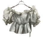 Snidelスナイデル）の古着「ジャガードボリュームギャザーオフショルブラウス」｜グレー