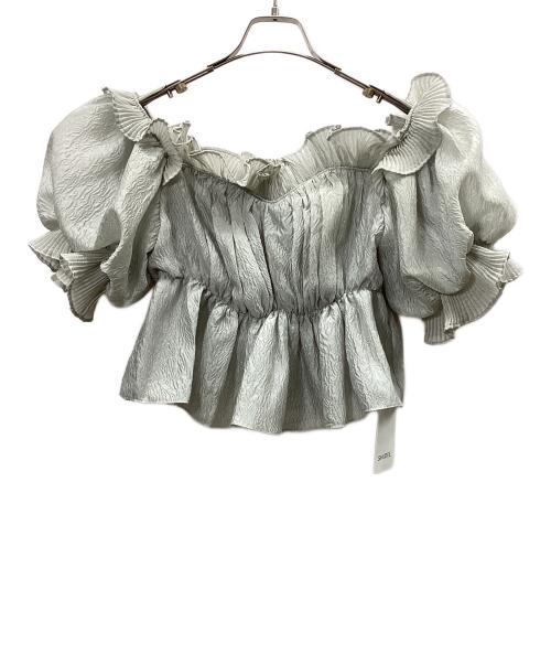 Snidel（スナイデル）Snidel (スナイデル) ジャガードボリュームギャザーオフショルブラウス グレー サイズ:free 未使用品の古着・服飾アイテム