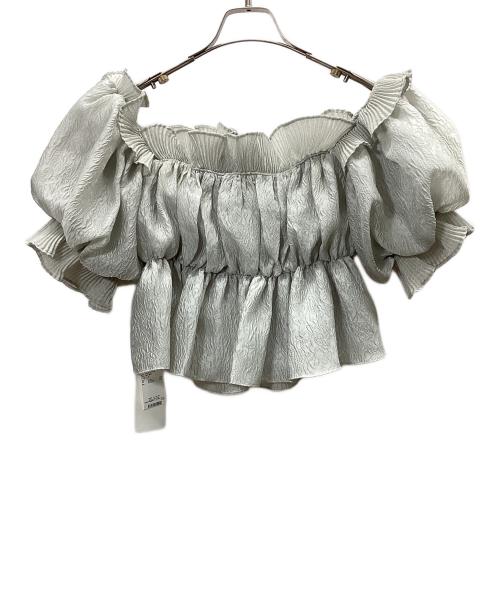 Snidel（スナイデル）Snidel (スナイデル) ジャガードボリュームギャザーオフショルブラウス グレー サイズ:free 未使用品の古着・服飾アイテム