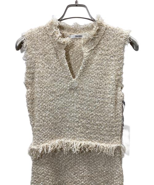 Snidel（スナイデル）Snidel (スナイデル) ツイードニットワンピース ベージュ サイズ:free 未使用品の古着・服飾アイテム