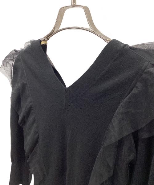 Snidel（スナイデル）Snidel (スナイデル) Sustainableチュールフリルニットプルオーバー ブラック サイズ:freeの古着・服飾アイテム
