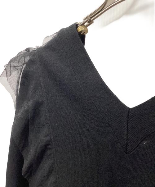 Snidel（スナイデル）Snidel (スナイデル) Sustainableチュールフリルニットプルオーバー ブラック サイズ:freeの古着・服飾アイテム