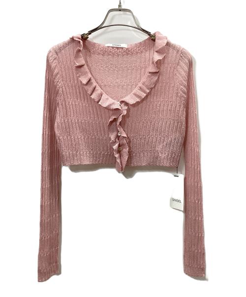 Snidel（スナイデル）Snidel (スナイデル) シアーフリルカーディガン ピンク サイズ:free 未使用品の古着・服飾アイテム