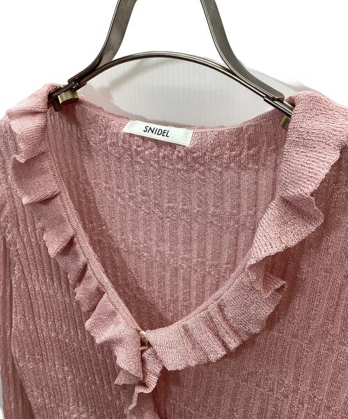 Snidel（スナイデル）Snidel (スナイデル) シアーフリルカーディガン ピンク サイズ:free 未使用品の古着・服飾アイテム