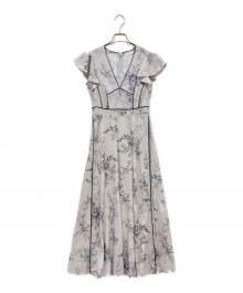 FRAY ID（フレイ アイディー）の古着「サテンパイピングプリントシフォンワンピ」｜グレー