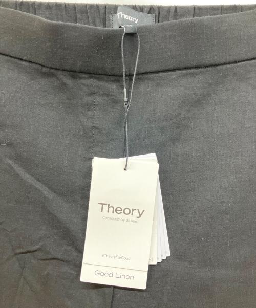theory（セオリー）theory (セオリー) Good Crunch Wash Straight Pull On Pant　スラックス　リネン混パンツ ブラック サイズ:00 未使用品の古着・服飾アイテム