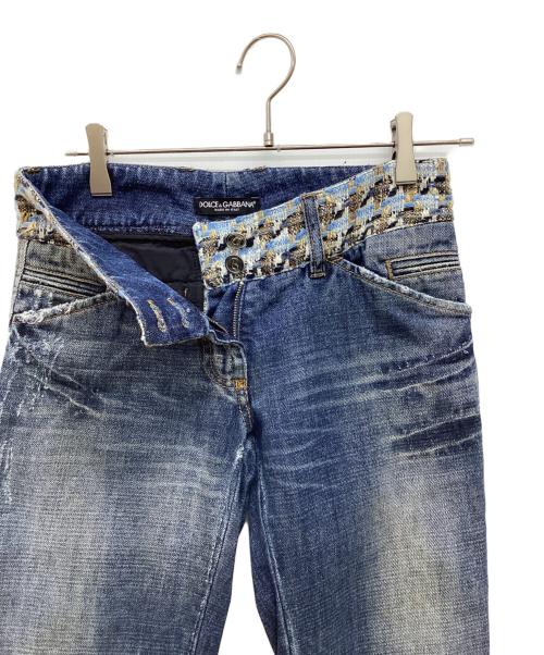 DOLCE & GABBANA（ドルチェ＆ガッバーナ）DOLCE & GABBANA (ドルチェ＆ガッバーナ) ダメージ加工デニムパンツ ブルー サイズ:36の古着・服飾アイテム