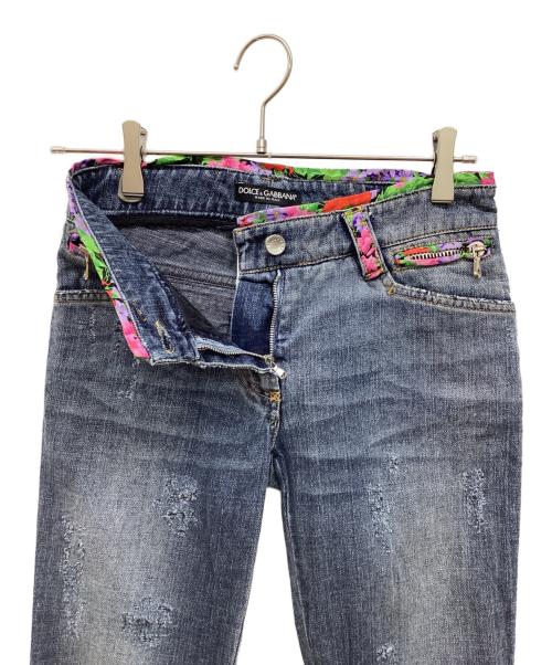 DOLCE & GABBANA（ドルチェ＆ガッバーナ）DOLCE & GABBANA (ドルチェ＆ガッバーナ) ダメージ加工デニムパンツ ブルー サイズ:36の古着・服飾アイテム