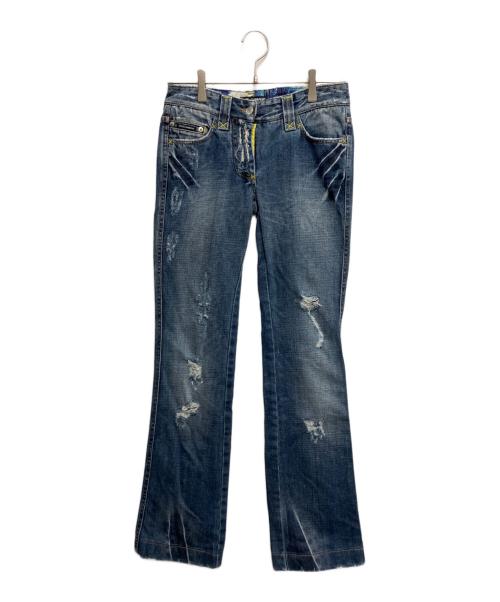 DOLCE & GABBANA（ドルチェ＆ガッバーナ）DOLCE & GABBANA (ドルチェ＆ガッバーナ) ダメージ加工フレアデニム ブルー サイズ:36の古着・服飾アイテム