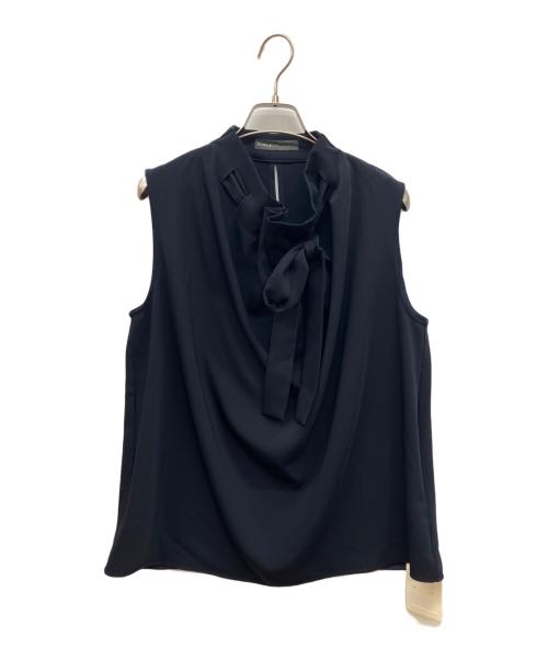 Noble（ノーブル）Noble (ノーブル) ギャザーボウタイスリーブレスブラウス ネイビー サイズ:FREEの古着・服飾アイテム