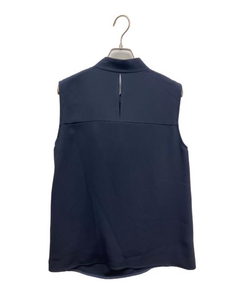 Noble（ノーブル）Noble (ノーブル) ギャザーボウタイスリーブレスブラウス ネイビー サイズ:FREEの古着・服飾アイテム