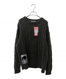 maison kitsune（メゾンキツネ）の古着「OLY CHUNKY ARAN KNIT PULLOVER」｜グリーン