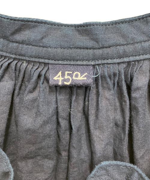 45R（フォーティファイブ・アール）45R (フォーティファイブ・アール) バチストカットワークのフリルスモックブラウス（インディゴ） ネイビー サイズ:不明の古着・服飾アイテム