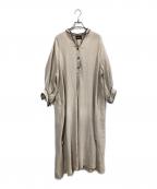 Pale Jute×Chizu Kobayashiペールジュート×）の古着「刺繍リネンワンピース」｜サンドベージュ