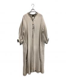 Pale Jute×Chizu Kobayashi（ペールジュート）の古着「刺繍リネンワンピース」｜サンドベージュ