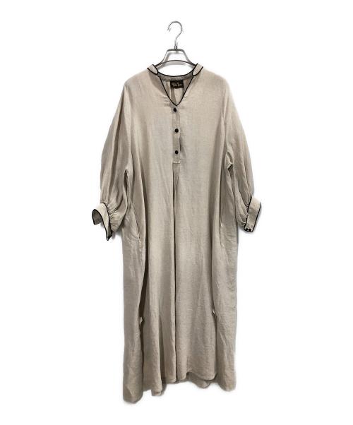 Pale Jute（ペールジュート）Pale Jute (ペールジュート) Chizu Kobayashi 刺繍リネンワンピース サンドベージュ サイズ:FREEの古着・服飾アイテム