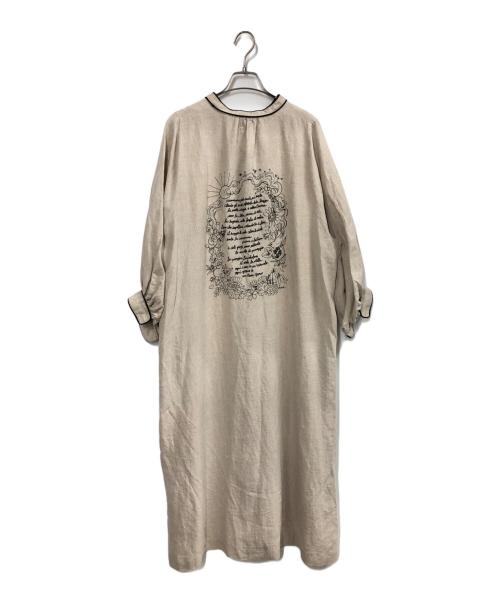 Pale Jute（ペールジュート）Pale Jute (ペールジュート) Chizu Kobayashi 刺繍リネンワンピース サンドベージュ サイズ:FREEの古着・服飾アイテム