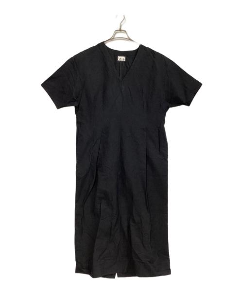 Humoresque（ユーモレスク）Humoresque (ユーモレスク) リネンコットンVネックワンピース ブラック サイズ:36の古着・服飾アイテム