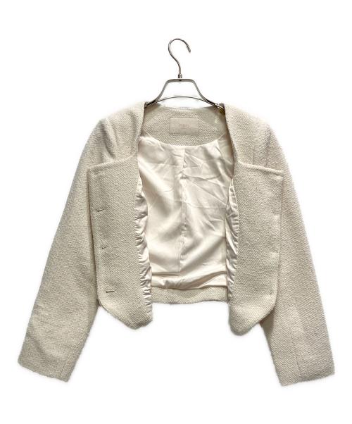 eimy istoire（エイミーイストワール）eimy istoire (エイミーイストワール) スクエアラインツイードジャケット アイボリー サイズ:S 未使用品の古着・服飾アイテム