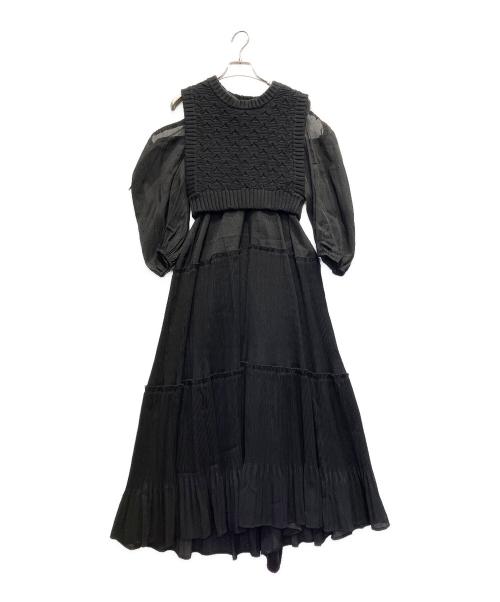 furfur（ファーファー）furfur (ファーファー) ニットベストセットワンピース ブラック サイズ:ONE SIZEの古着・服飾アイテム