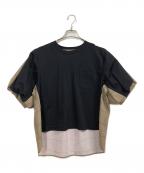 sacaiサカイ）の古着「Spun Organza & Cotton Jersey T-shirt」｜ネイビー×ブラウン