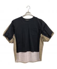 sacai（サカイ）の古着「Spun Organza & Cotton Jersey T-shirt」｜ネイビー×ブラウン