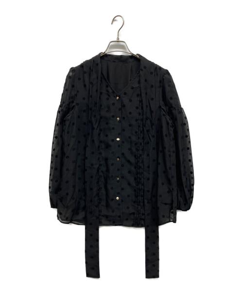 JUSGLITTY（ジャスグリッティー）JUSGLITTY (ジャスグリッティー) シアードットボウタイブラウス ブラック サイズ:2の古着・服飾アイテム