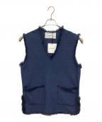 ADAWASアダワス）の古着「LIGHT TWEED FRINGE VEST　ライトツイード フリンジベスト」｜ネイビー