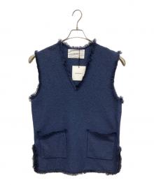 ADAWAS（アダワス）の古着「LIGHT TWEED FRINGE VEST　ライトツイード フリンジベスト」｜ネイビー