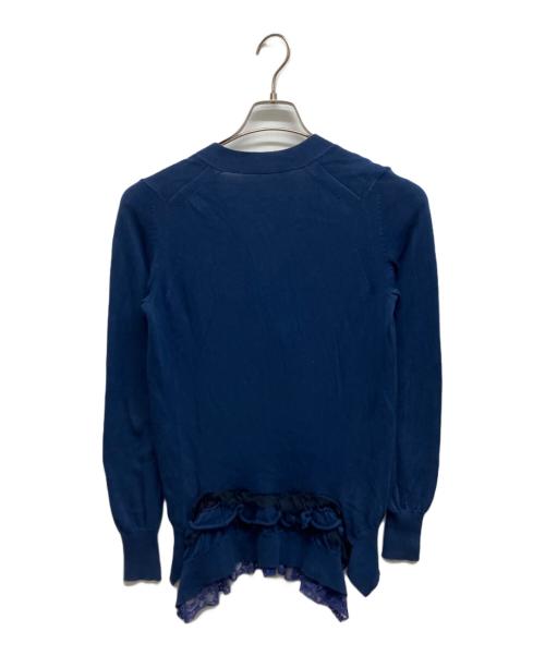 sacai（サカイ）sacai (サカイ) バックフリルVネックカーディガン ネイビー サイズ:2の古着・服飾アイテム