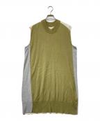 MM6 Maison Margielaエムエムシックスメゾンマルジェラ）の古着「ノースリーブニットワンピース」｜オリーブ×グレー×アイボリー