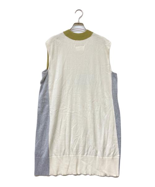 MM6 Maison Margiela（エムエムシックスメゾンマルジェラ）MM6 Maison Margiela (エムエムシックスメゾンマルジェラ) ノースリーブニットワンピース オリーブ×グレー×アイボリー サイズ:Sの古着・服飾アイテム
