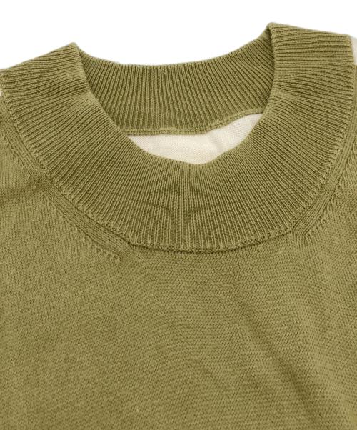 MM6 Maison Margiela（エムエムシックスメゾンマルジェラ）MM6 Maison Margiela (エムエムシックスメゾンマルジェラ) ノースリーブニットワンピース オリーブ×グレー×アイボリー サイズ:Sの古着・服飾アイテム