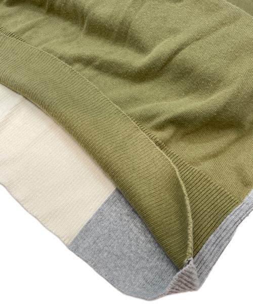 MM6 Maison Margiela（エムエムシックスメゾンマルジェラ）MM6 Maison Margiela (エムエムシックスメゾンマルジェラ) ノースリーブニットワンピース オリーブ×グレー×アイボリー サイズ:Sの古着・服飾アイテム