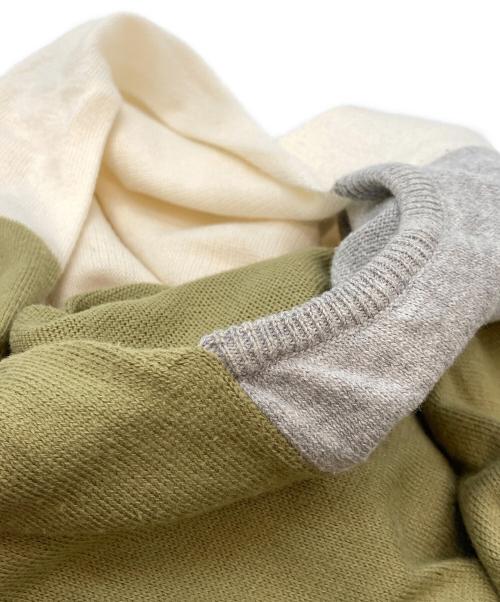 MM6 Maison Margiela（エムエムシックスメゾンマルジェラ）MM6 Maison Margiela (エムエムシックスメゾンマルジェラ) ノースリーブニットワンピース オリーブ×グレー×アイボリー サイズ:Sの古着・服飾アイテム