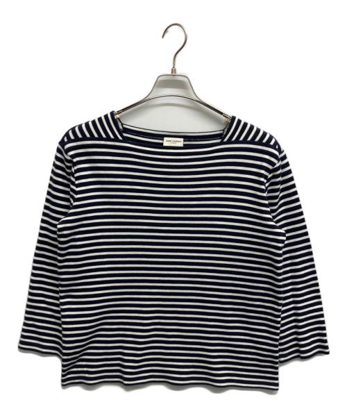 Saint Laurent Paris（サンローランパリ）Saint Laurent Paris (サンローランパリ) ボーダーカットソー ネイビー×ホワイト サイズ:Lの古着・服飾アイテム