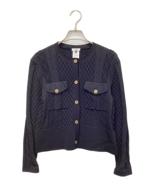 Sov.（ソブ）Sov. (ソブ) レーヨンナイロンダルケーブルニットジャケット ブラック サイズ:38の古着・服飾アイテム