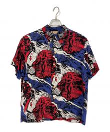 Sun Surf×KAMEHAMEHA（サンサーフ×カメハメハ）の古着「GAUGUIN WOODCUT MYSTIC/アロハシャツ」｜ブルー×レッド